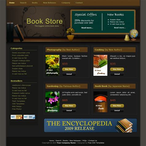 bookstore website template free|Free HTML CSS Template for BookStore .